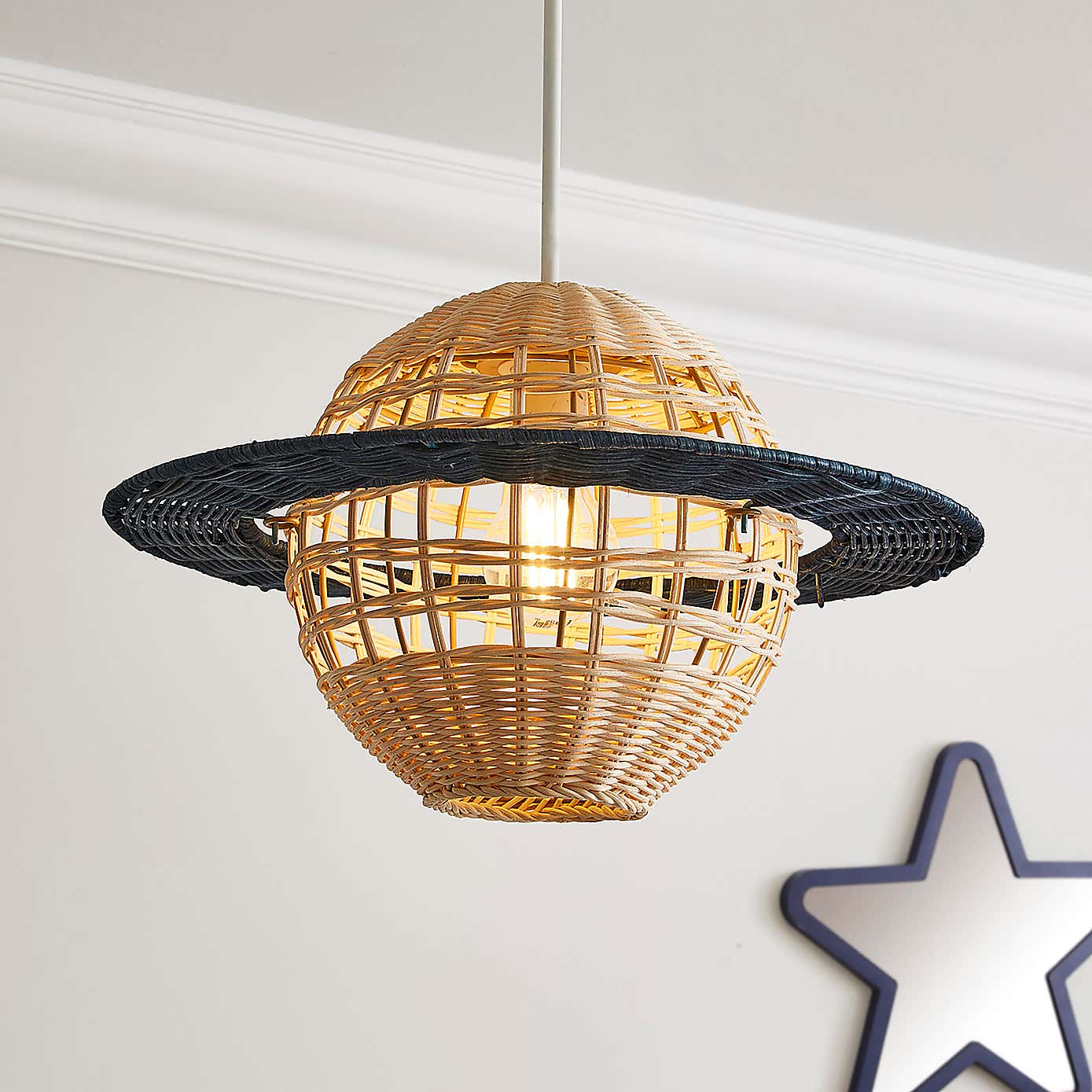 Saturn Rattan Easy Fit Pendant Shade