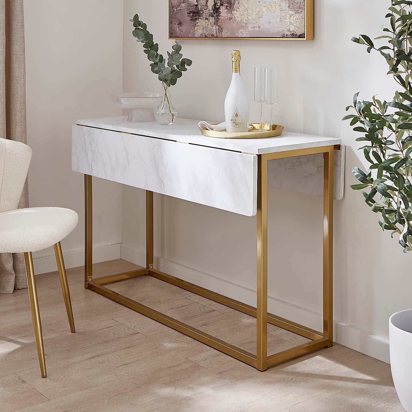 Kendall Console Dining Table, 40cm to 120cm White
