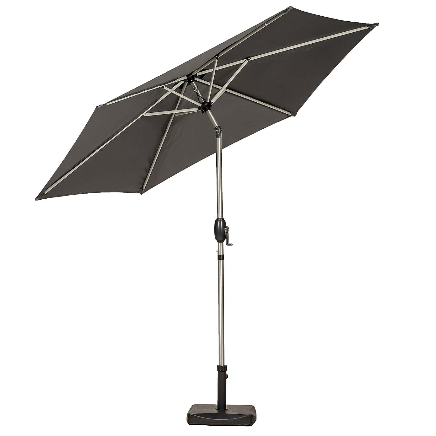 2.5m Brushed Aluminium Crank and Tilt Parasol