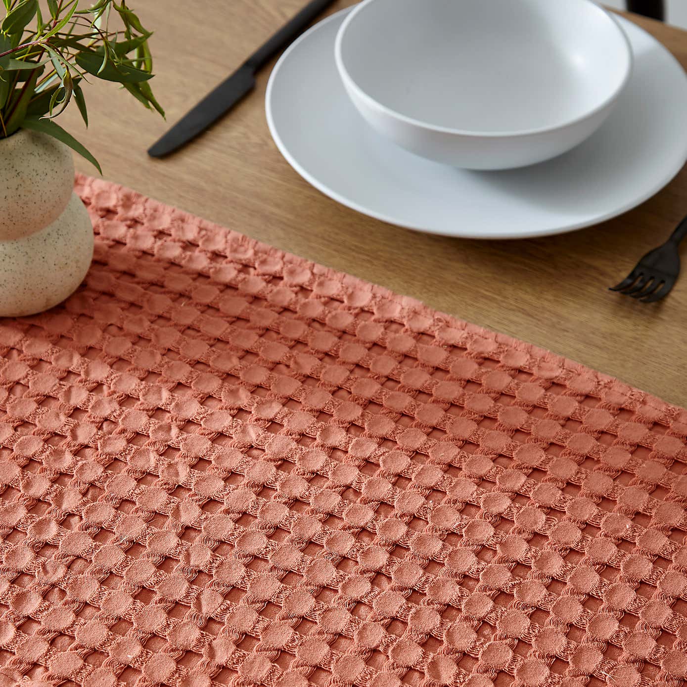 Rust Waffle Table Runner