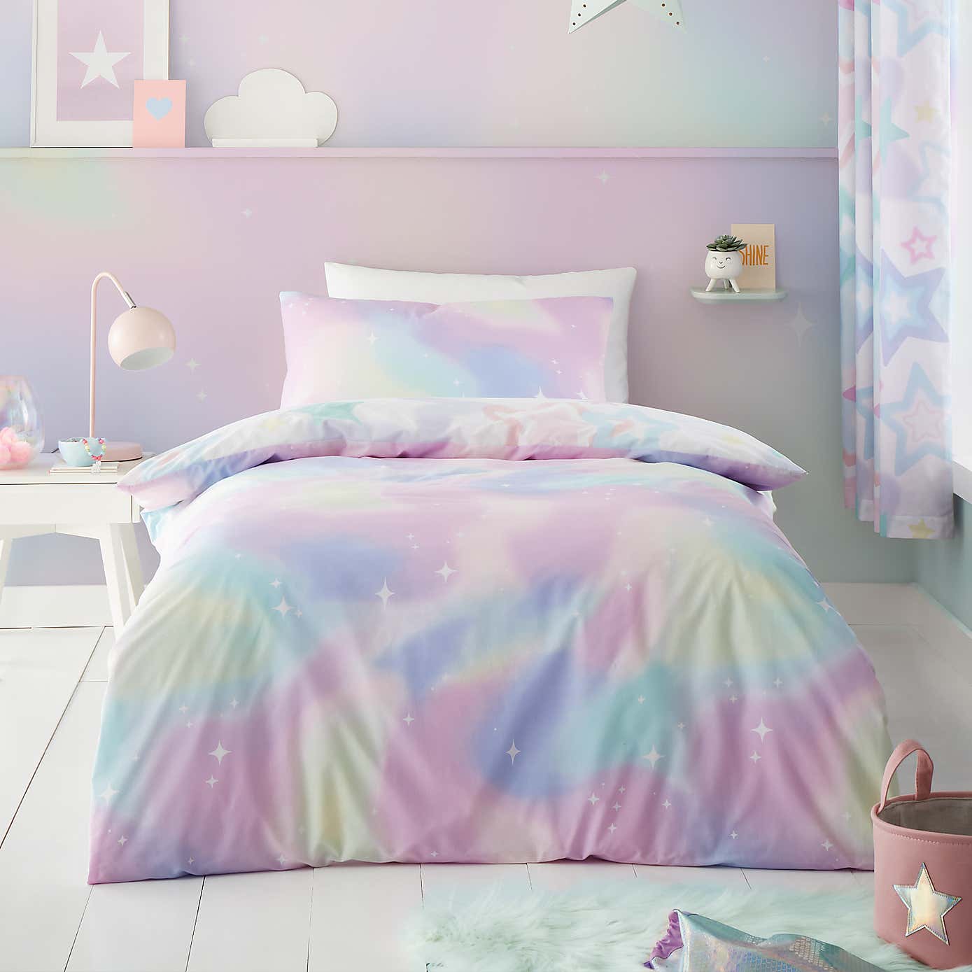 Catherine Lansfield White Ombre Stars Duvet Cover and Pillowcase Set