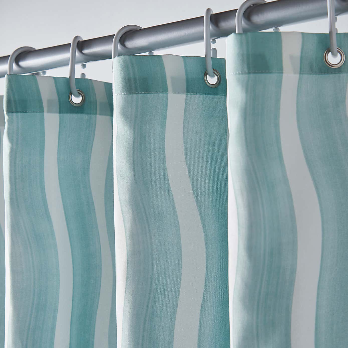 Coastal Breeze Wave Edge Stripe Shower Curtain