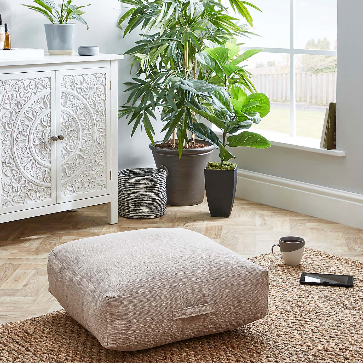 Slub Oatmeal Floor Cushion