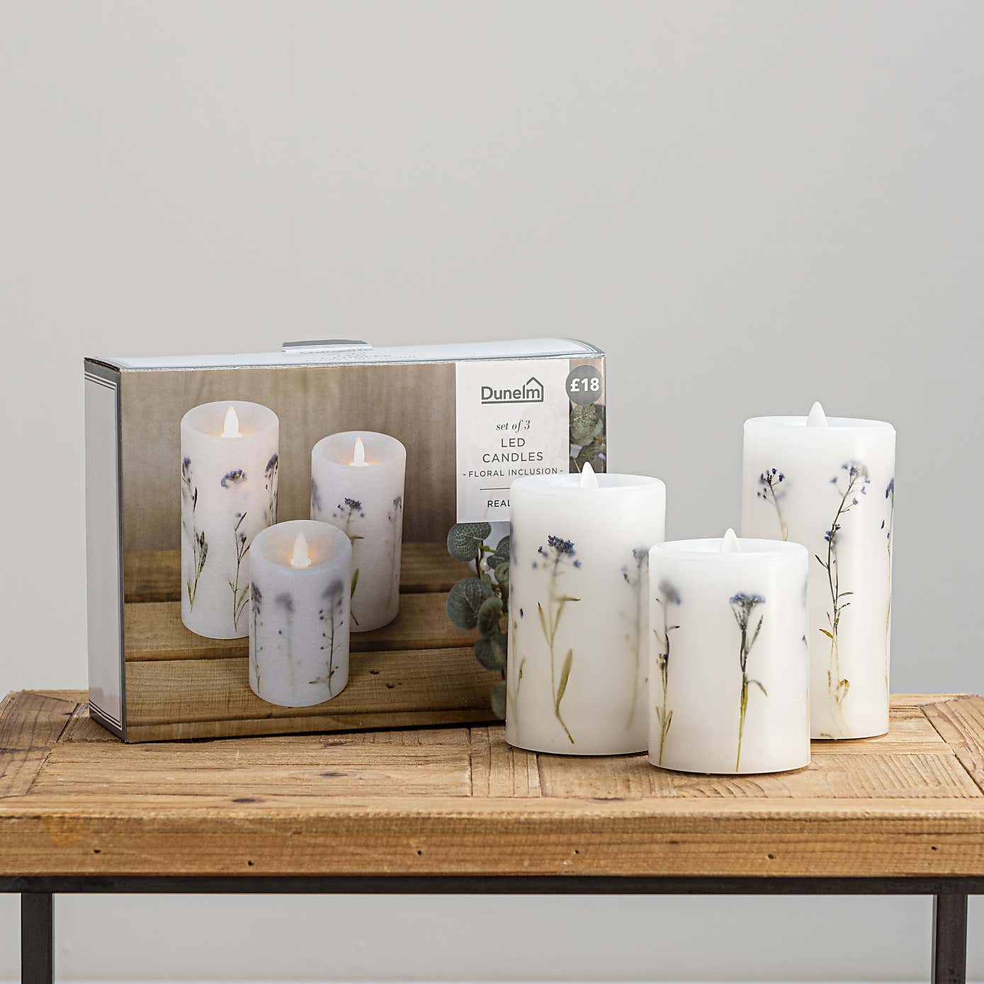 Pack of 3 Lavender Inclusion LED Candles