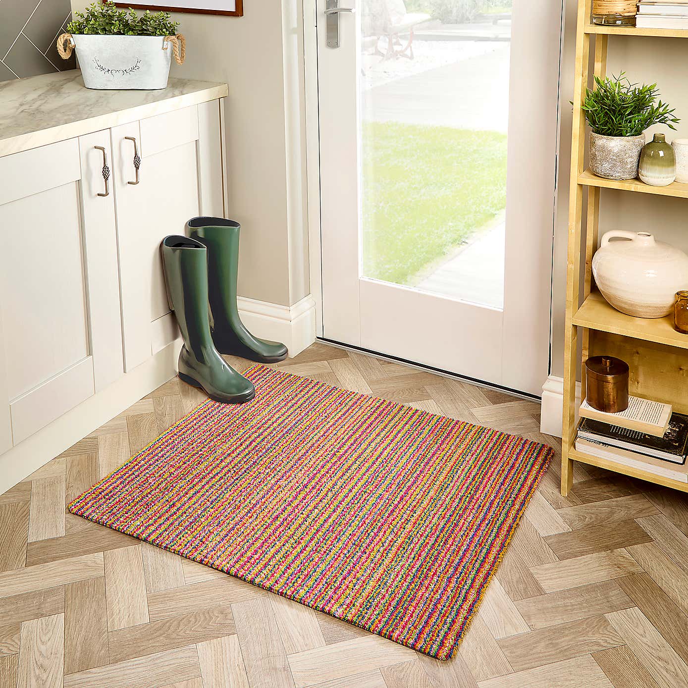 Marvel Striped Washable Cotton Utility Mat