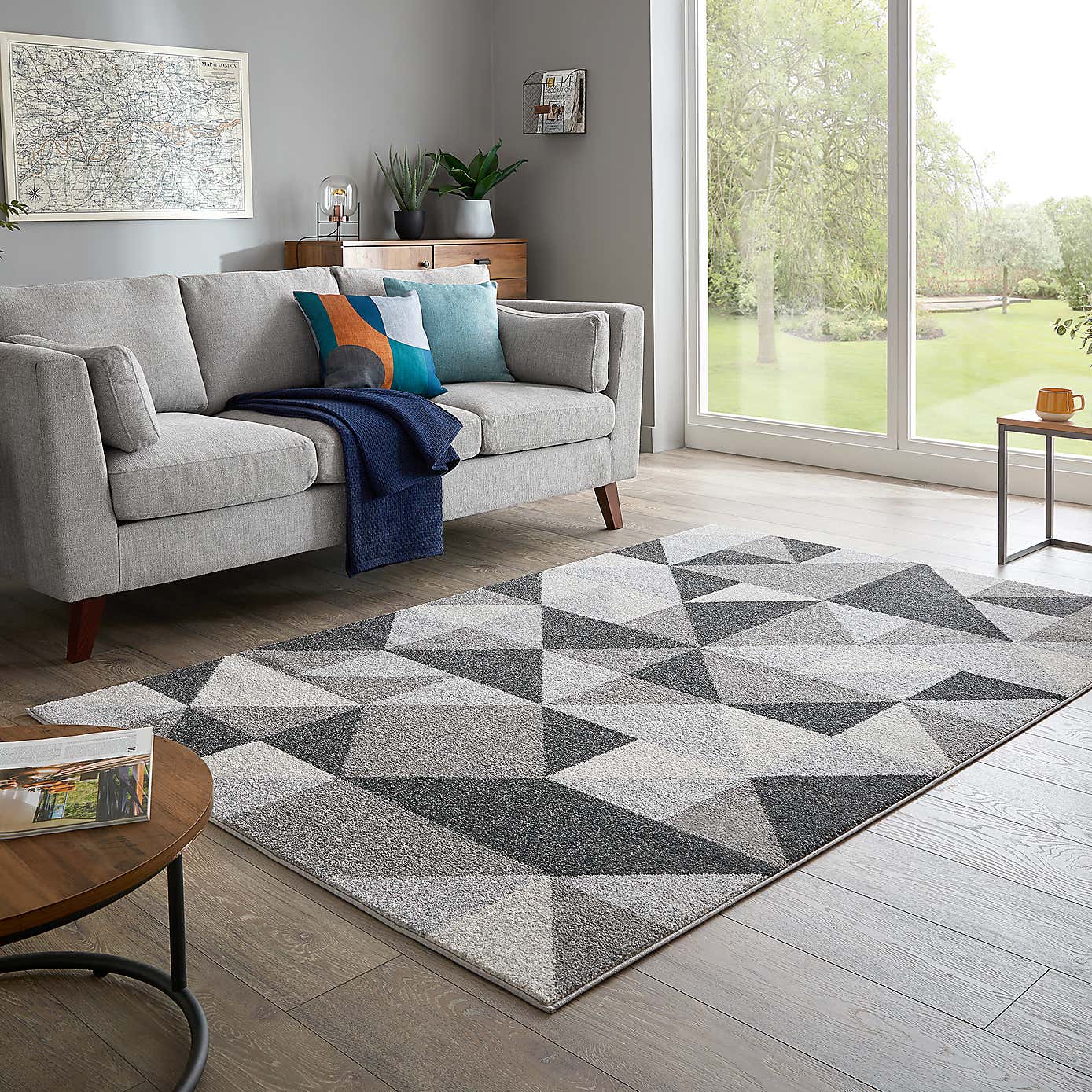 Ochre Geometric Squares Rug