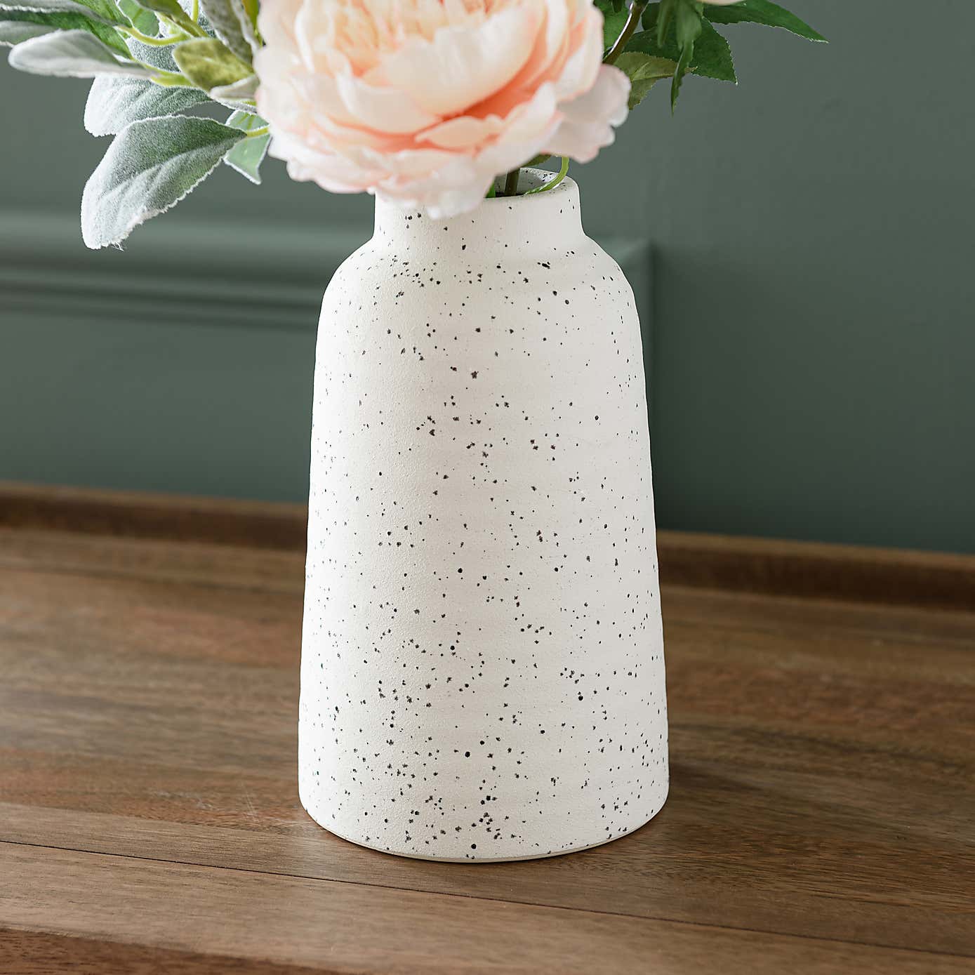 Artificial Peony and Rose Bouquet in Cream Ceramic Vase