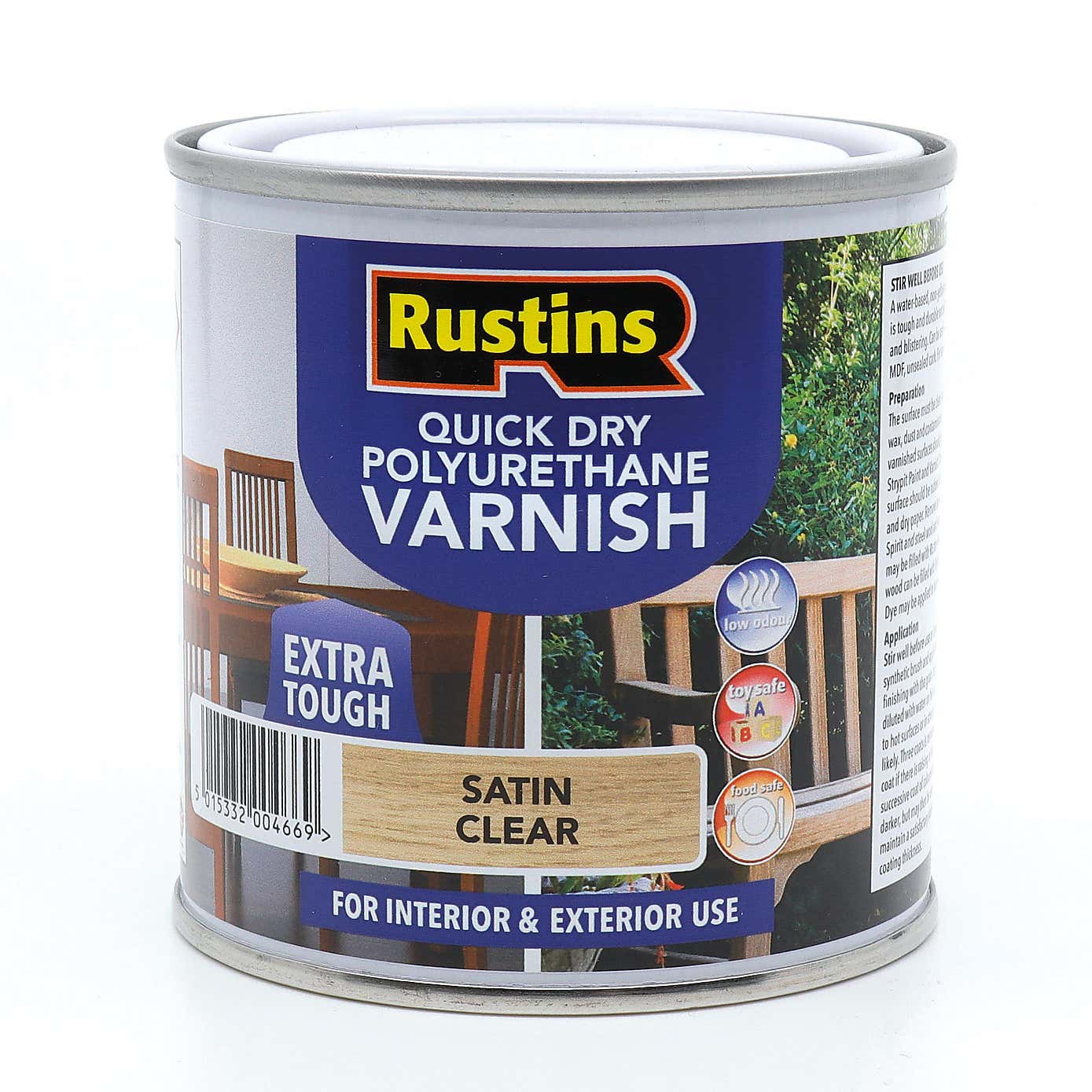 Rustins 250ml Clear Satin Poly Varnish