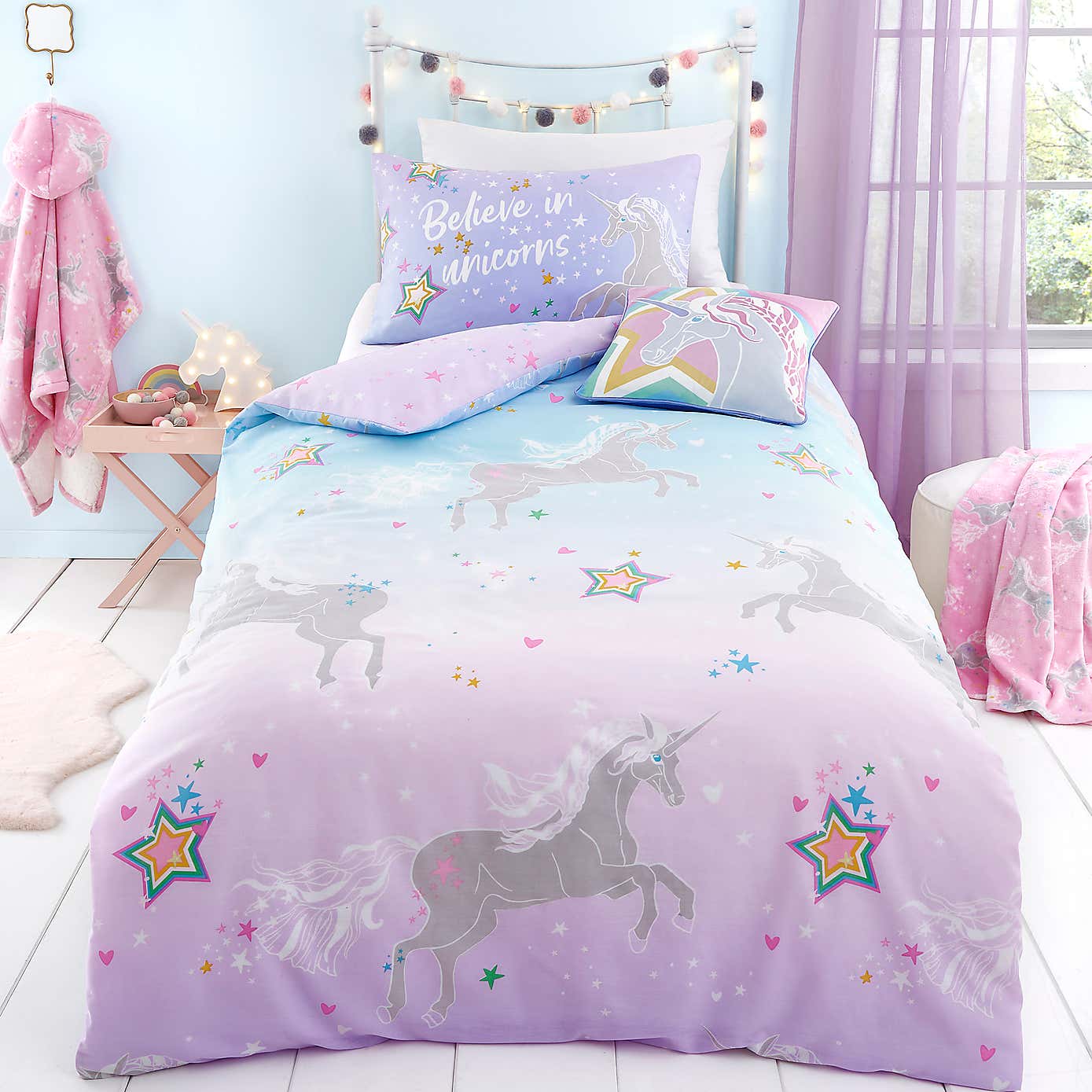 Ombre Unicorn Single Duvet Cover & Pillowcase Set