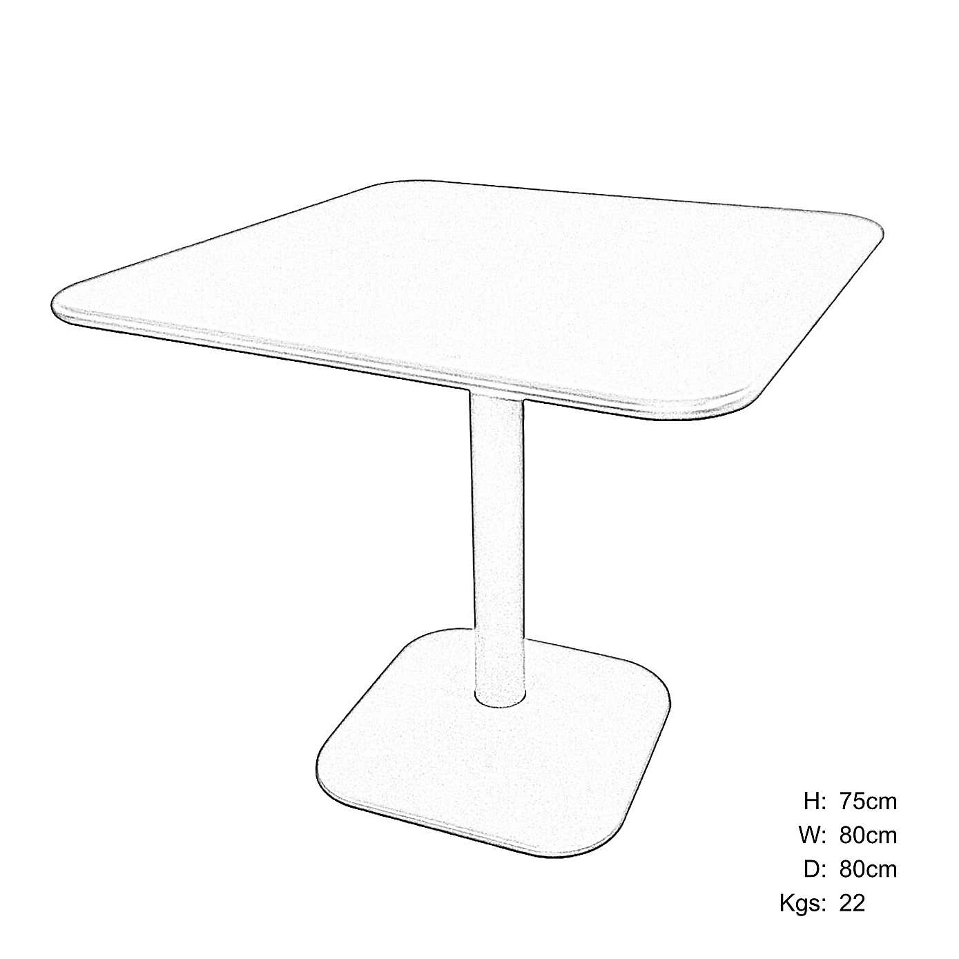 Modura Albin Square Table with 4 Alma Armchairs