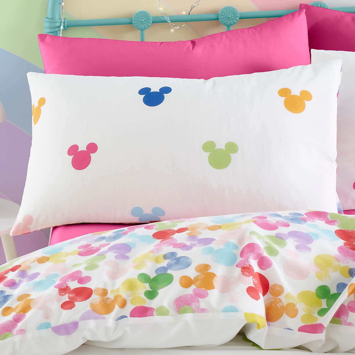 Mickey Rainbow Duvet Cover and Pillowcase Set