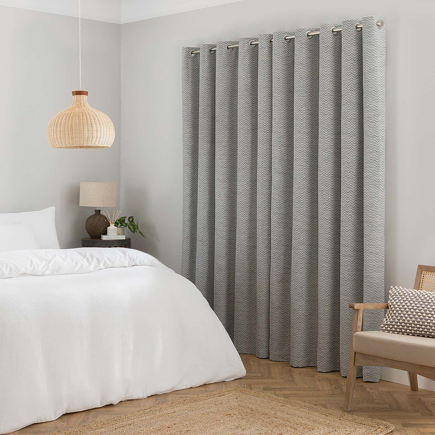 Frankie Herringbone Blackout Eyelet Curtains
