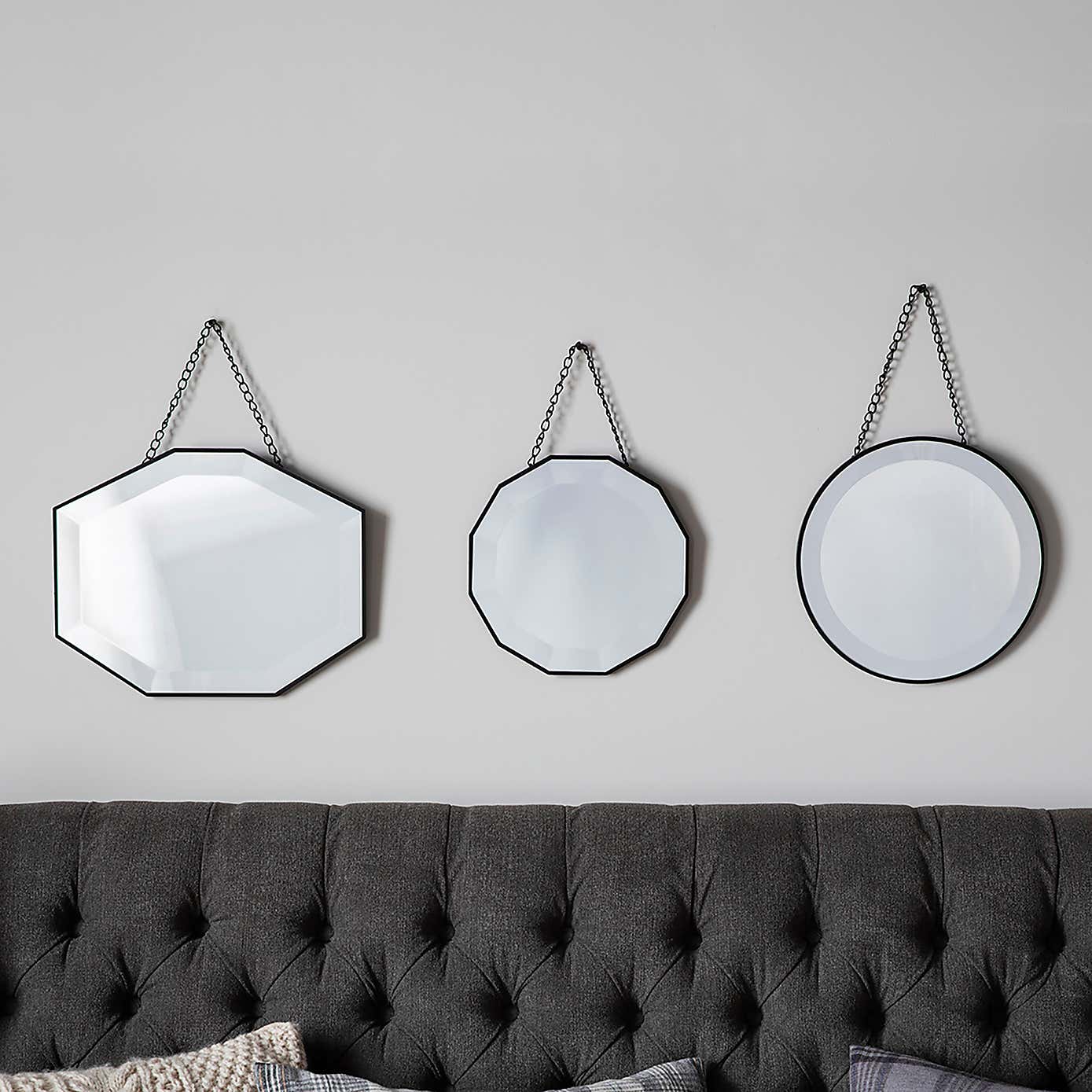 Set of 3 Raphine Hanging Wall Mirrors