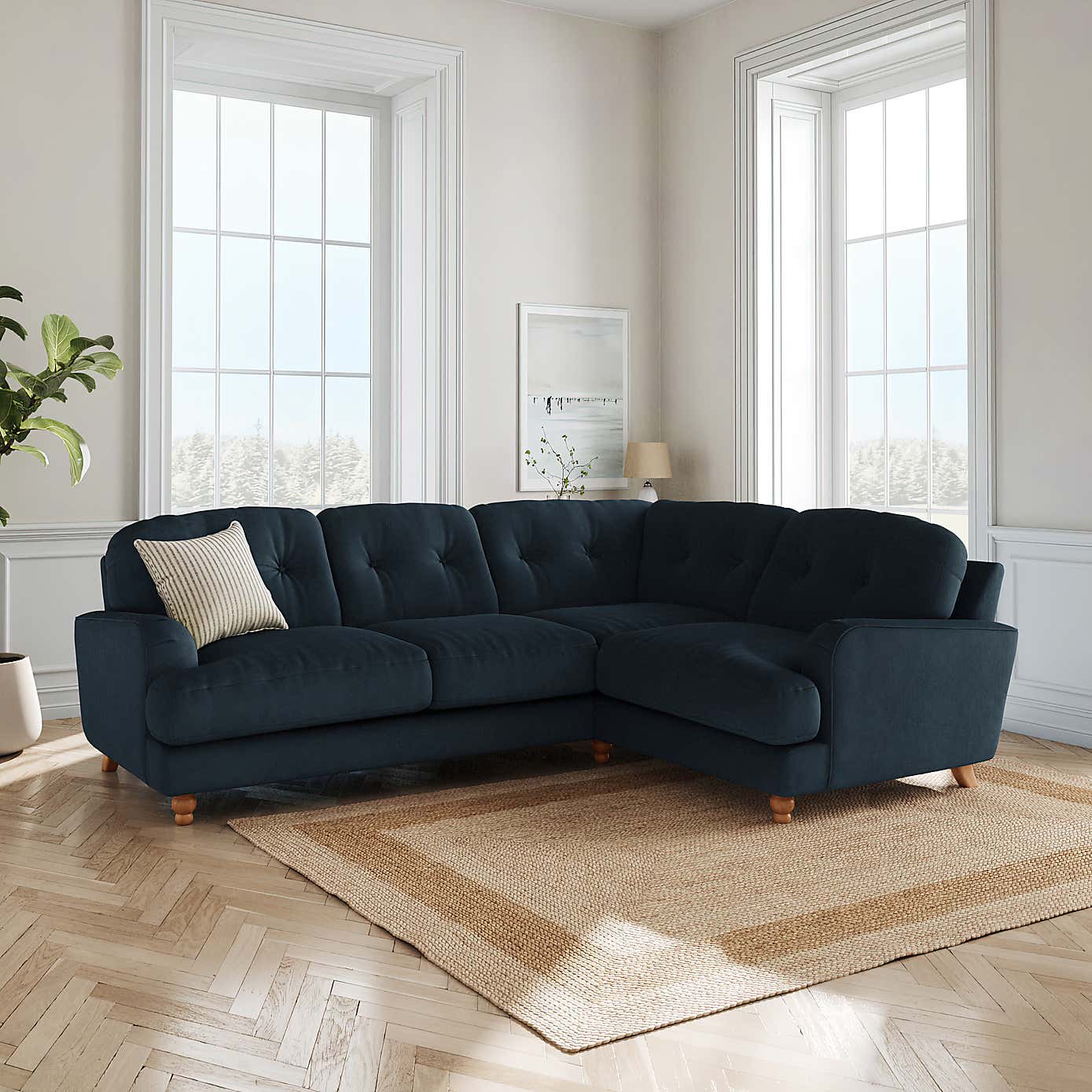 Martha Matte Plush Velvet Full Corner Sofa
