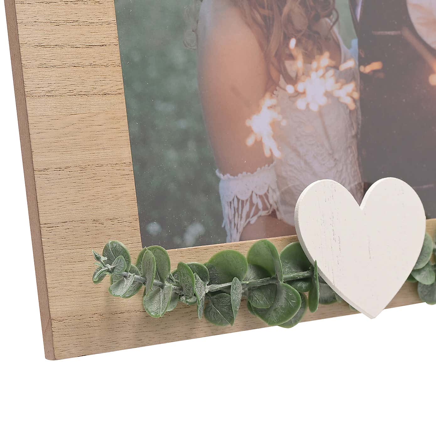 Love Story Rustic Photo Frame with Heart & Leaves
