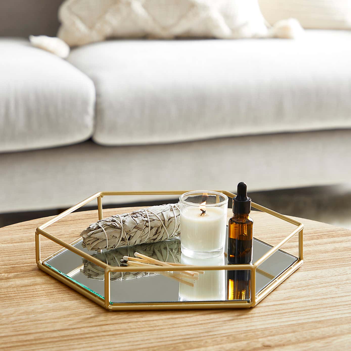 Hexagonal Gold Tray