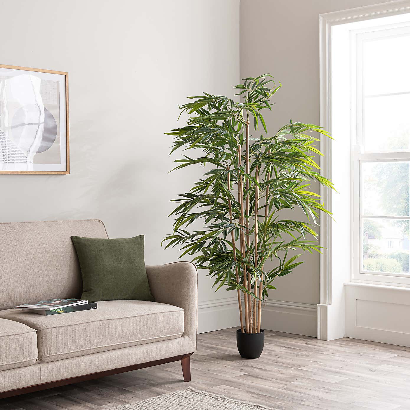 Artificial Natural Bamboo Tree in Black Plant Pot