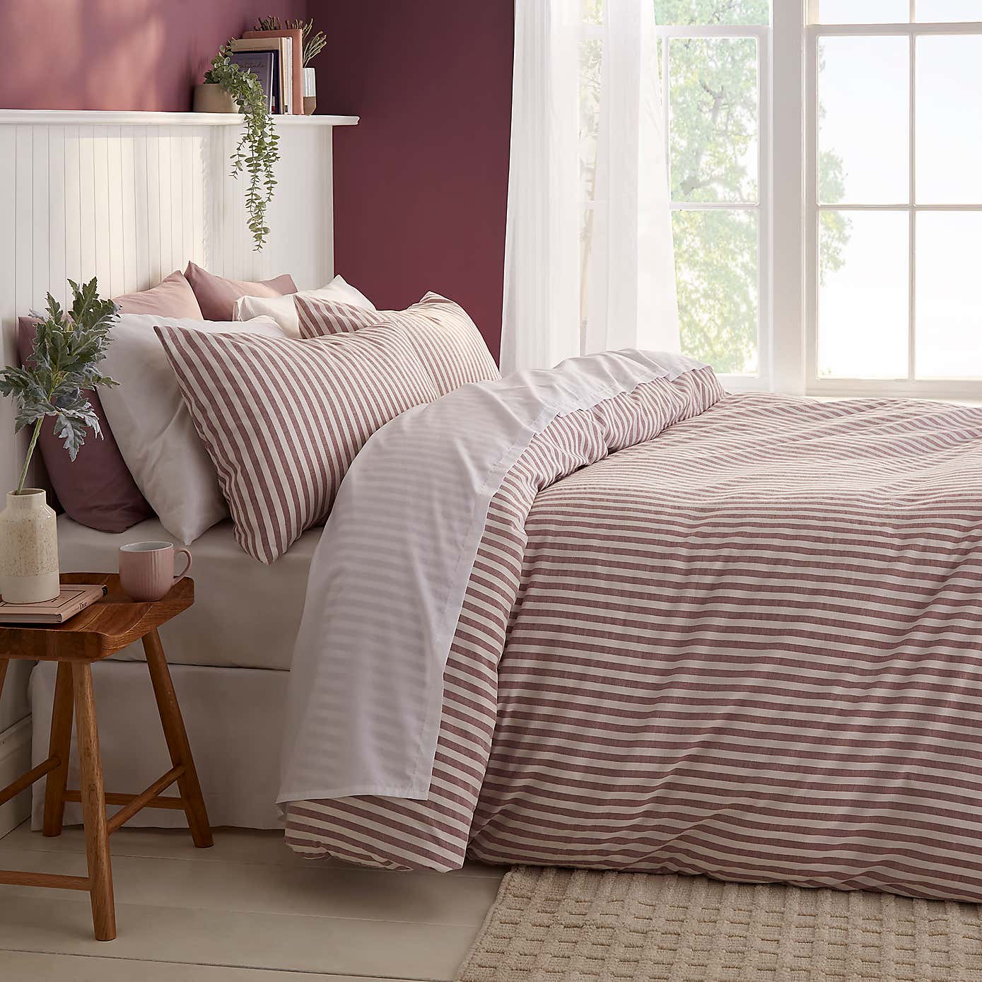 Portloe Stripe Cotton Duvet Cover & Pillowcase Set