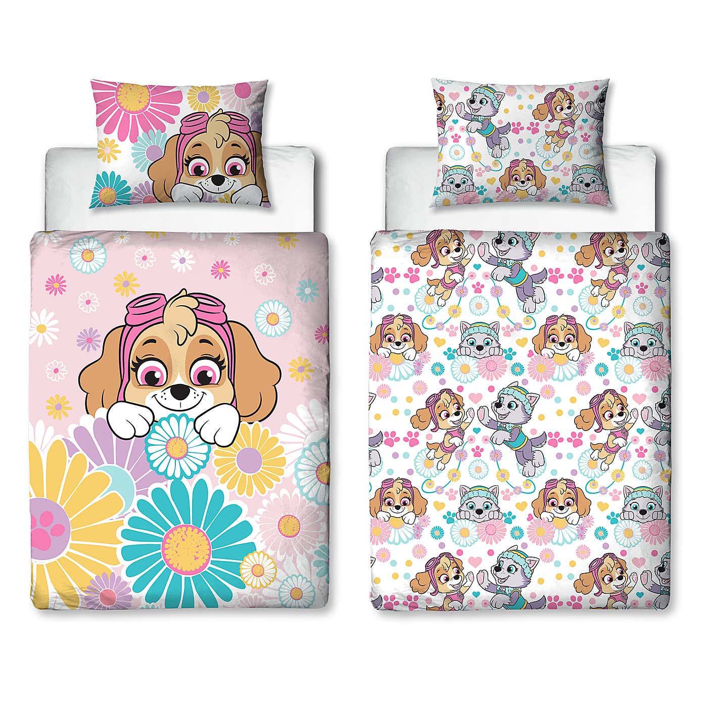 Paw Patrol Flowers Toddler Duvet Cover and Pillowcase Set