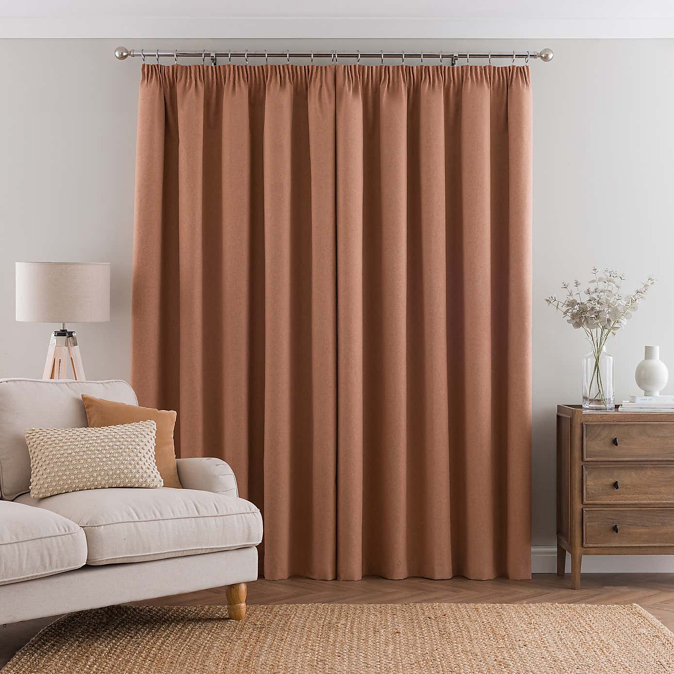 Luna Brushed Blackout Pencil Pleat Curtains