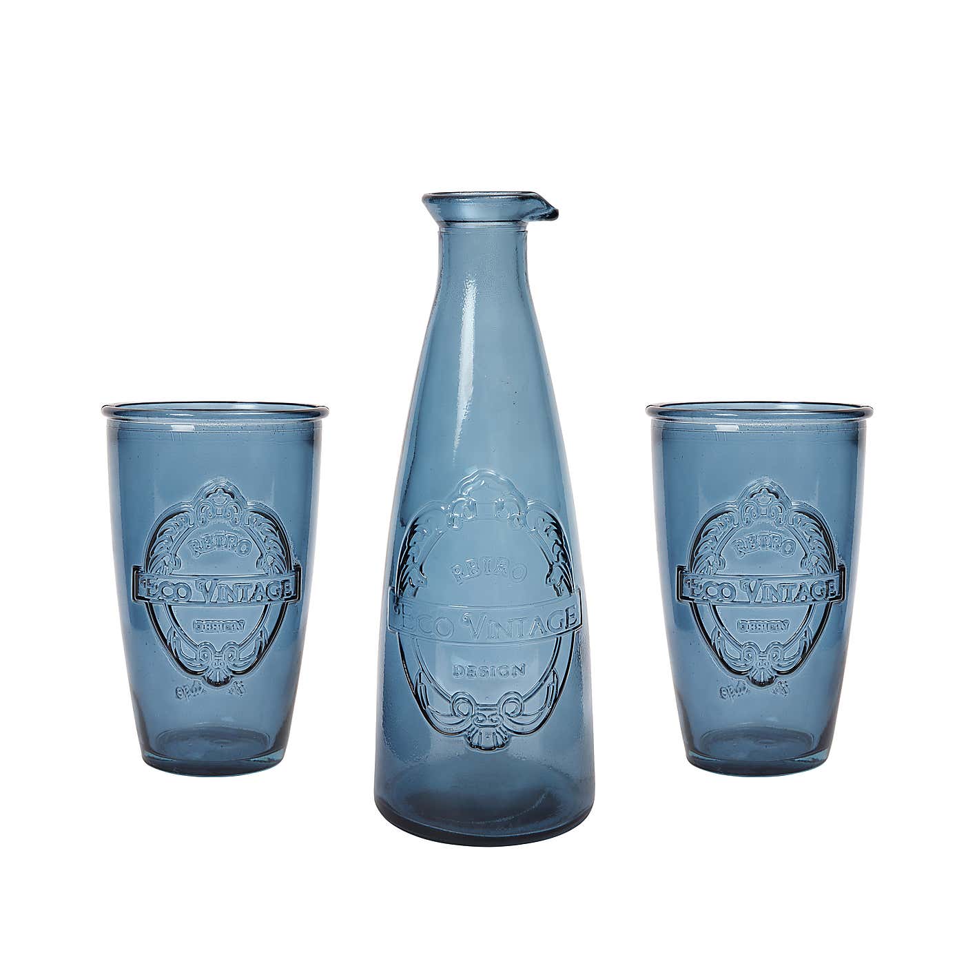 Dexam Sintra Recycled Glass Carafe with Set of 2 Tumblers