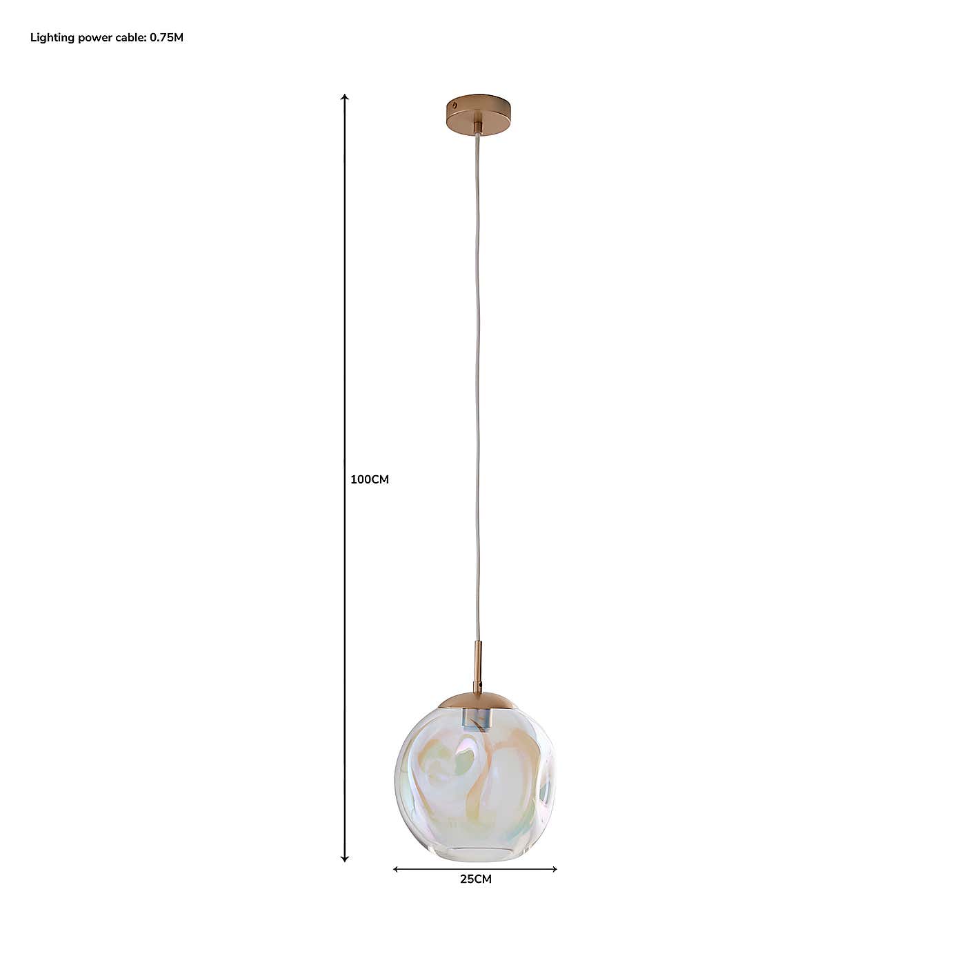 Alexis Glass 1 Light Pendant Ceiling Fitting 20cm