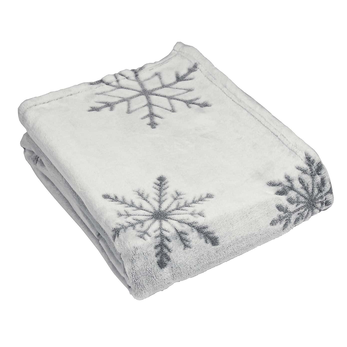Snowflake Cut Fleece Throw Silver 140x180