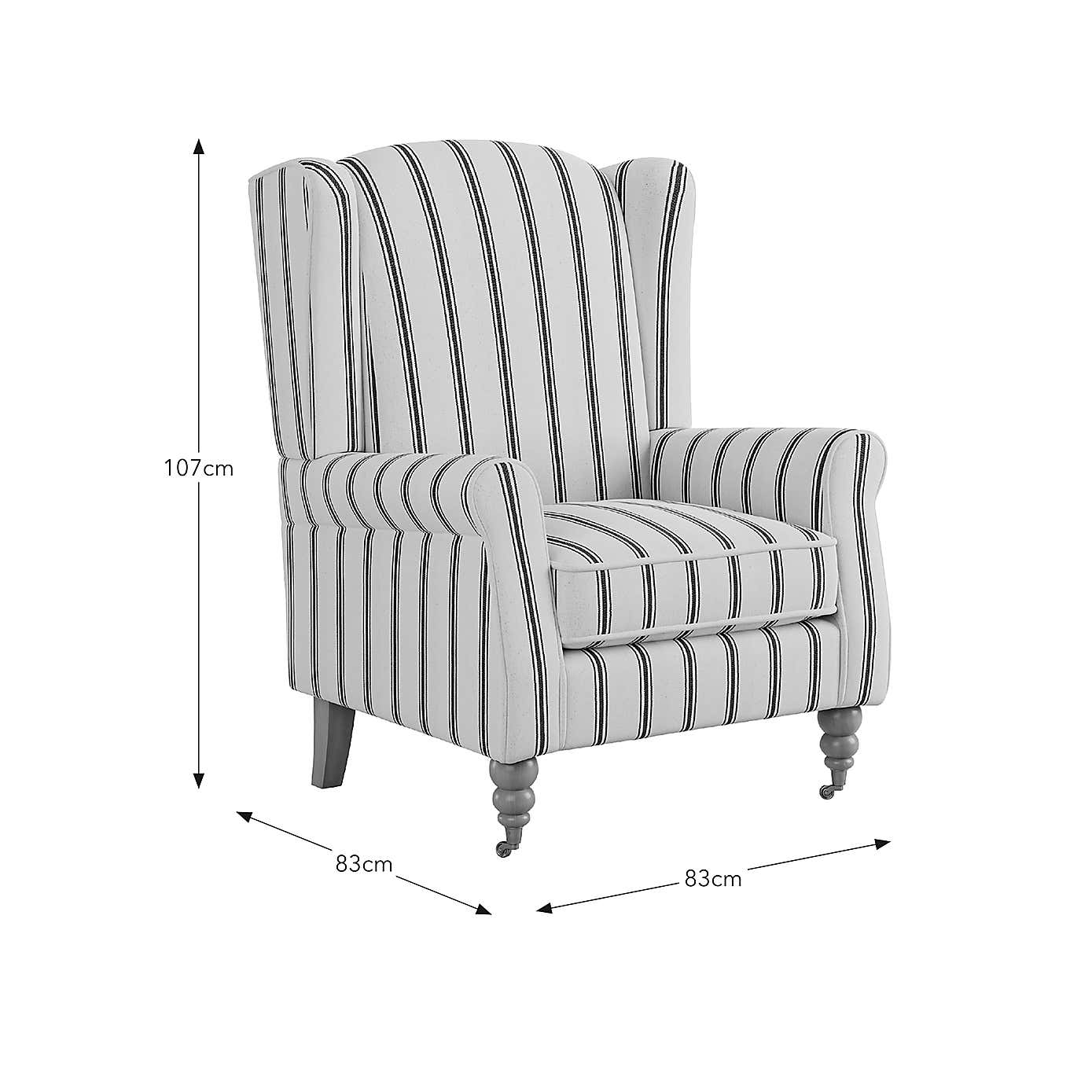 Oswald Grande Folkstone Stripe Wingback Armchair