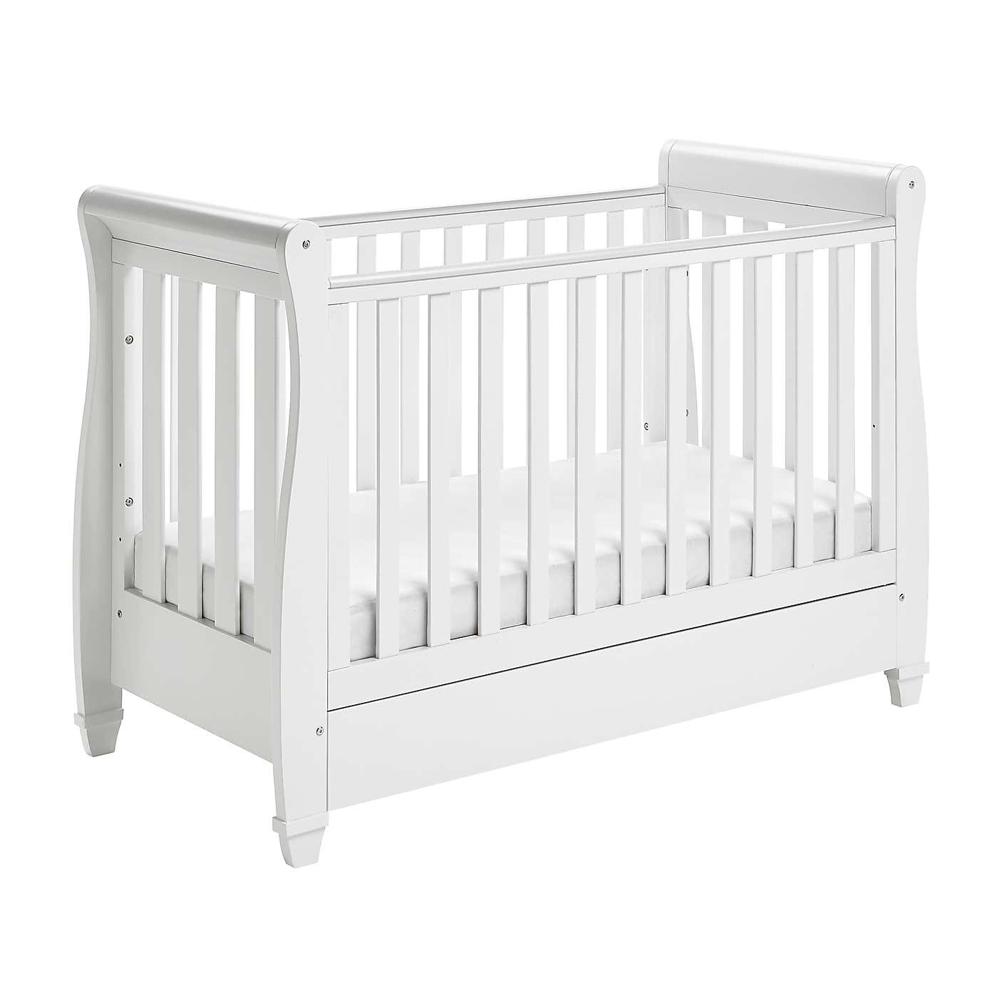Babymore Eva Sleigh Cot Bed with Drawer