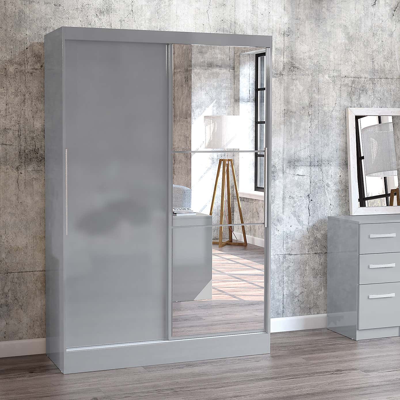 Lynx Grey Double Sliding Wardrobe