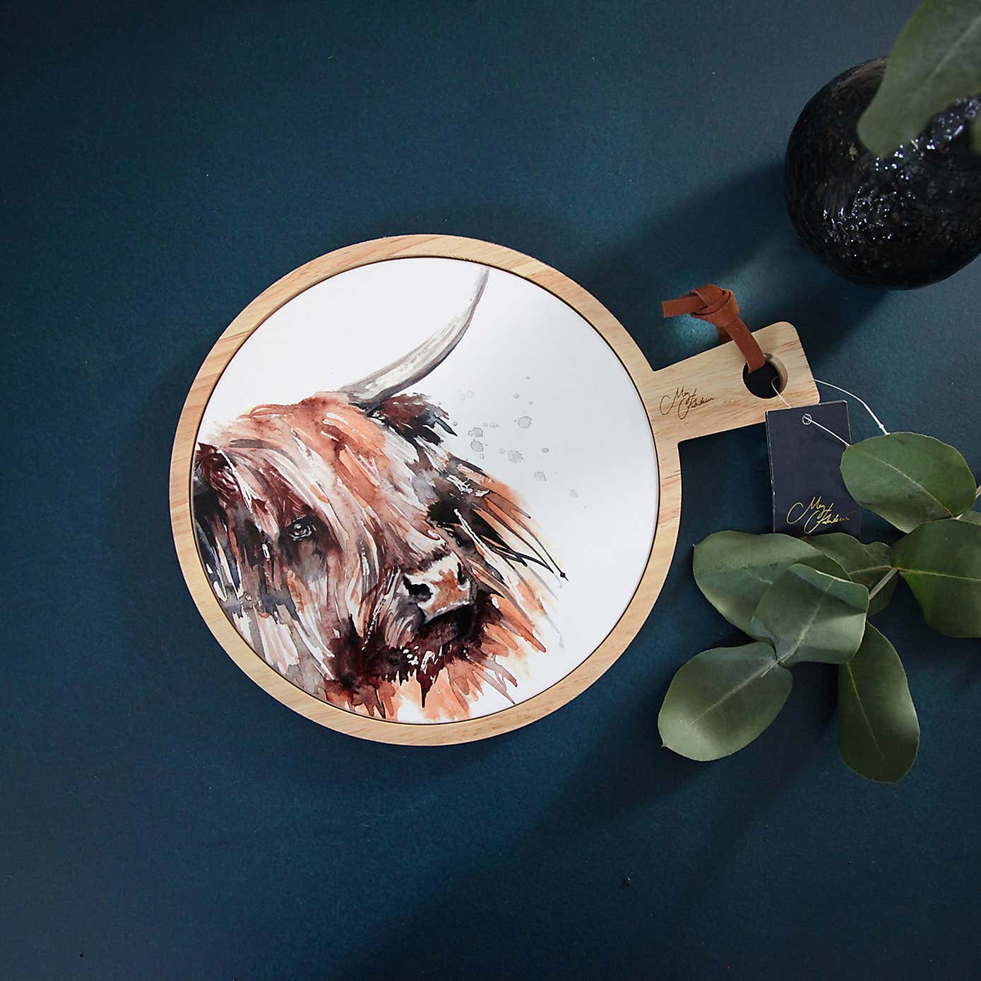 Meg Hawkins Highland Wood and Ceramic Serving Board