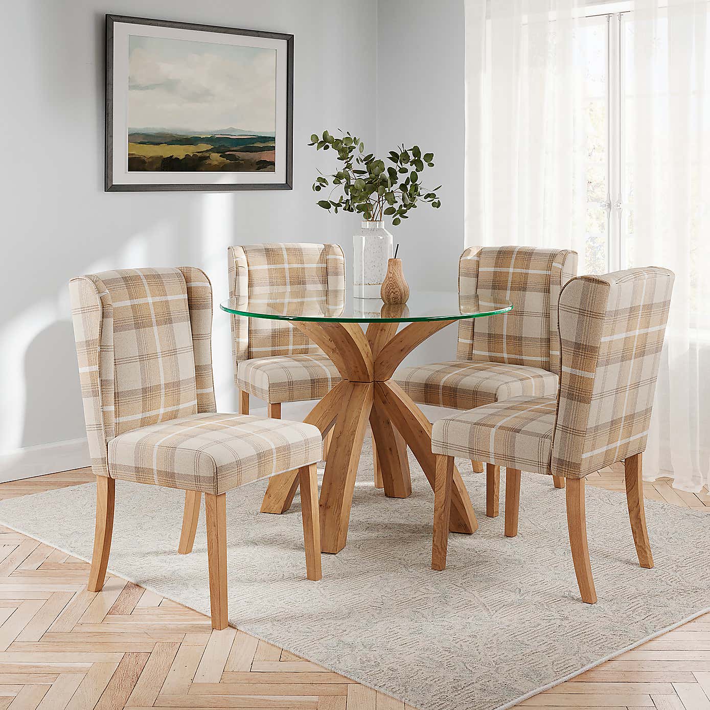 Oswald Set of 2 Country Check Dining Chairs