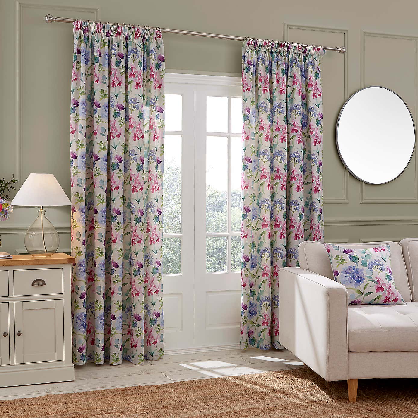 Summer Bloom Pencil Pleat Curtains