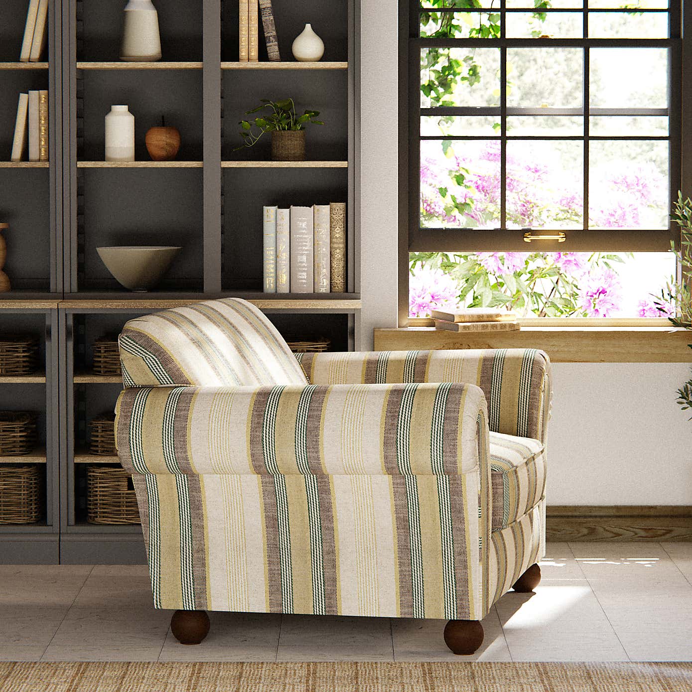 Angus Striped Linen Snuggle Chair