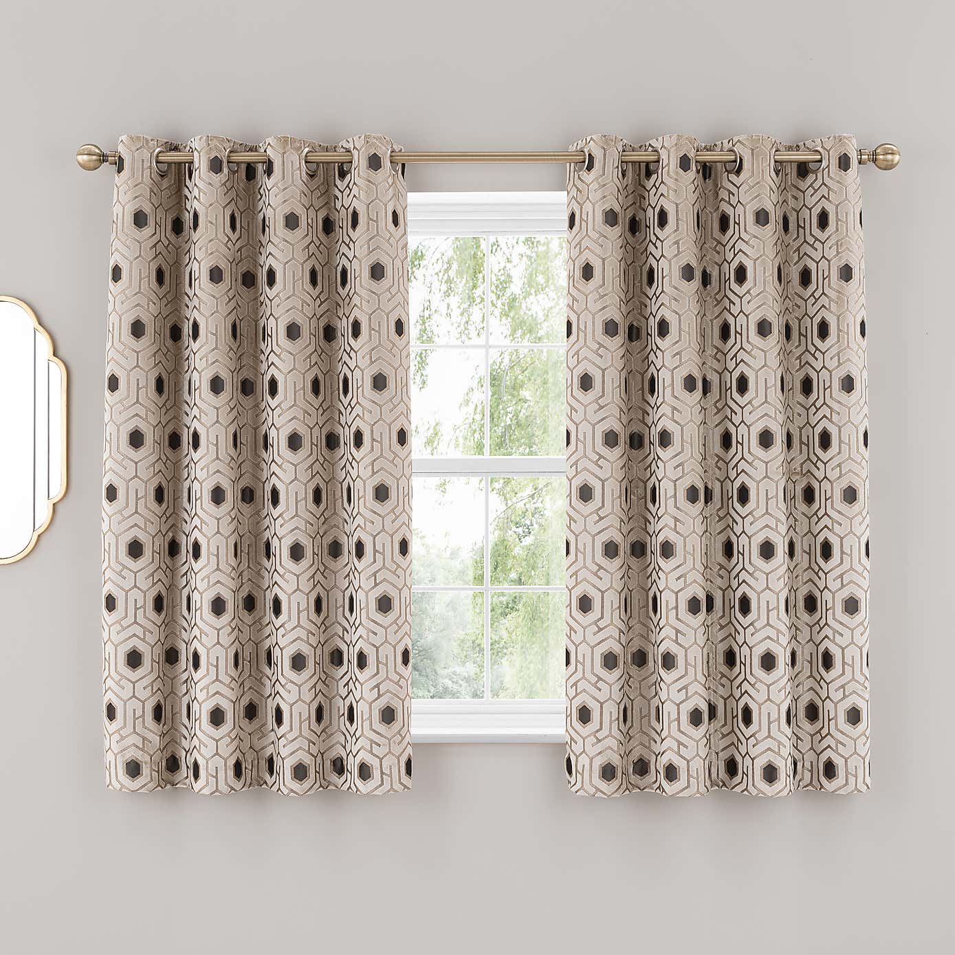 Geo Cut Velvet Eyelet Curtains