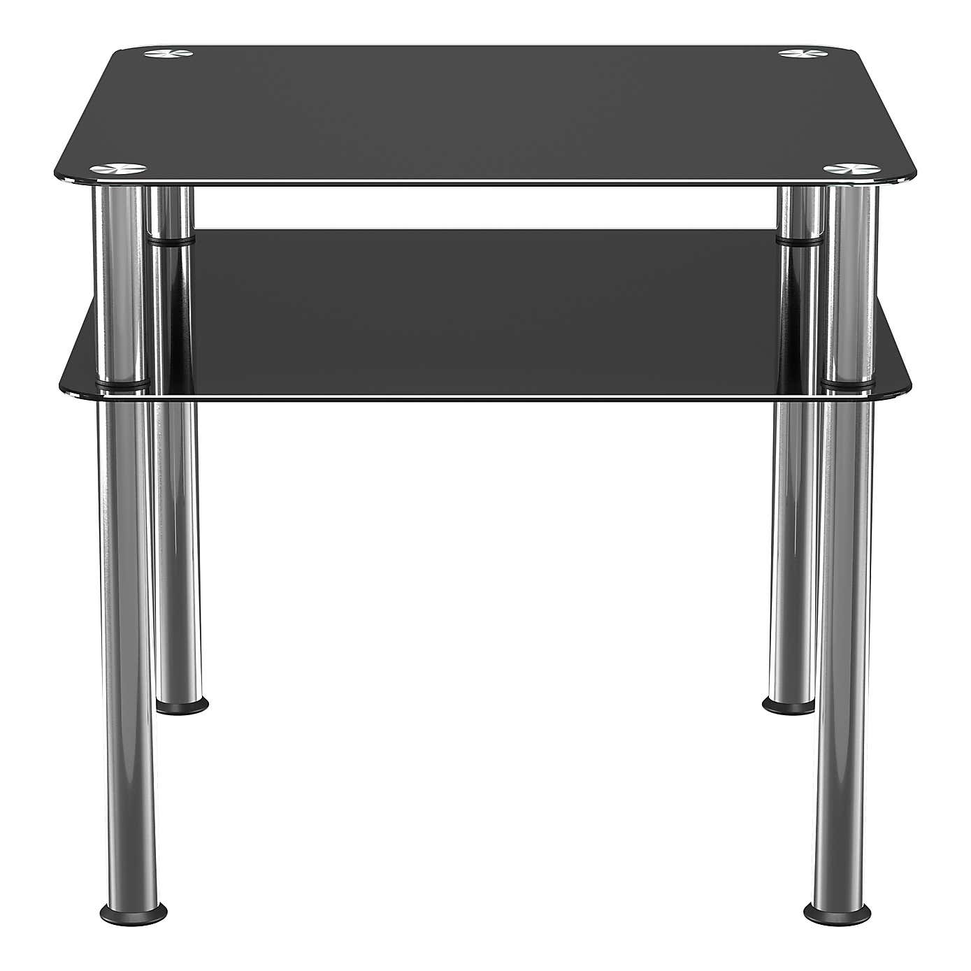 AVF Side Coffee Table, Black Glass with Chrome Legs