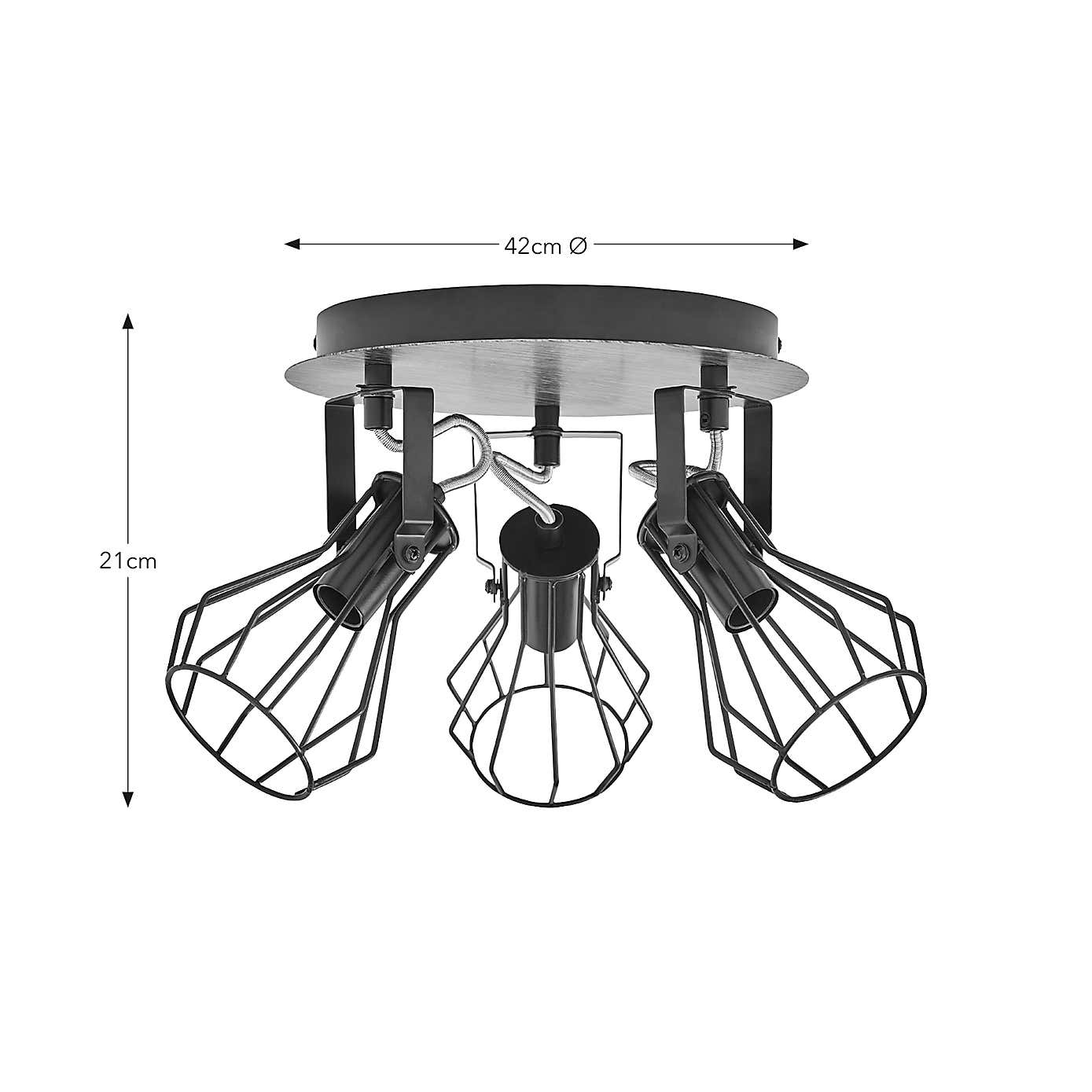 Fulton Industrial 3 Light Dimmable Spotlight