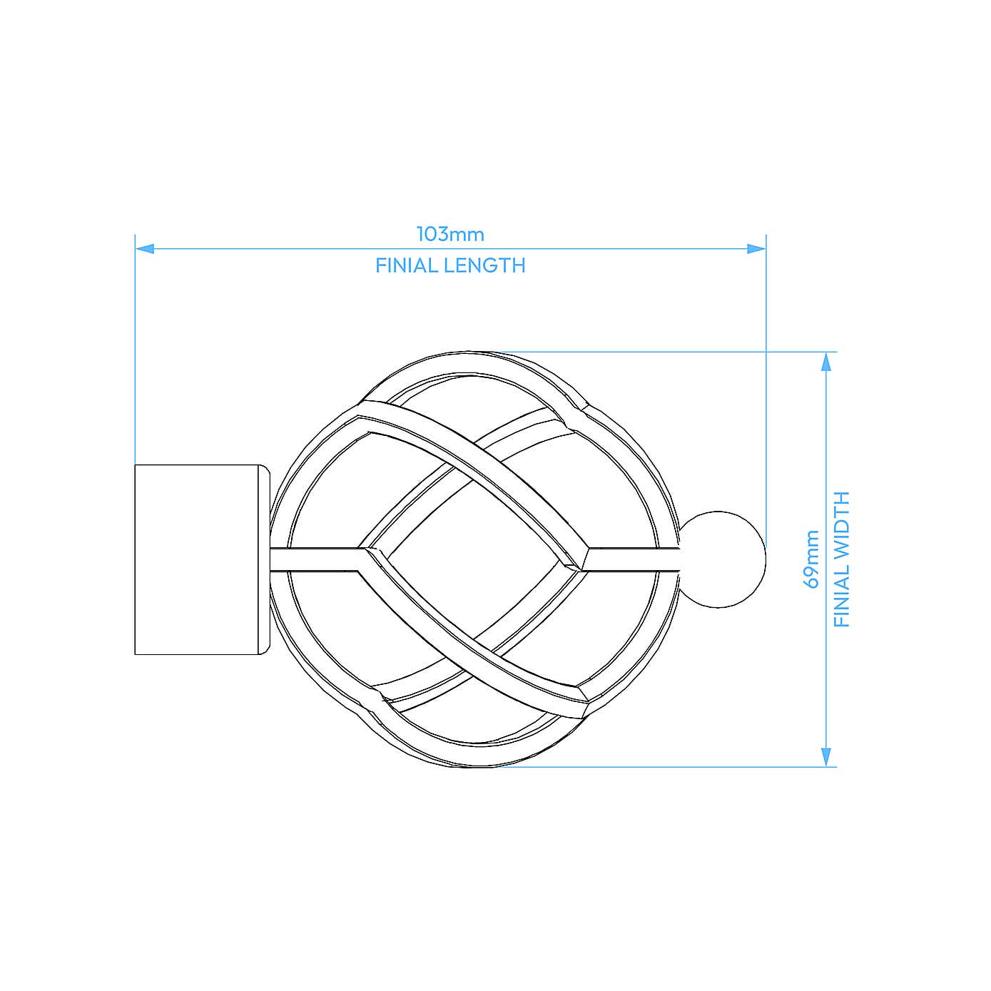 Caged Ball Extendable Metal Eyelet Curtain Pole