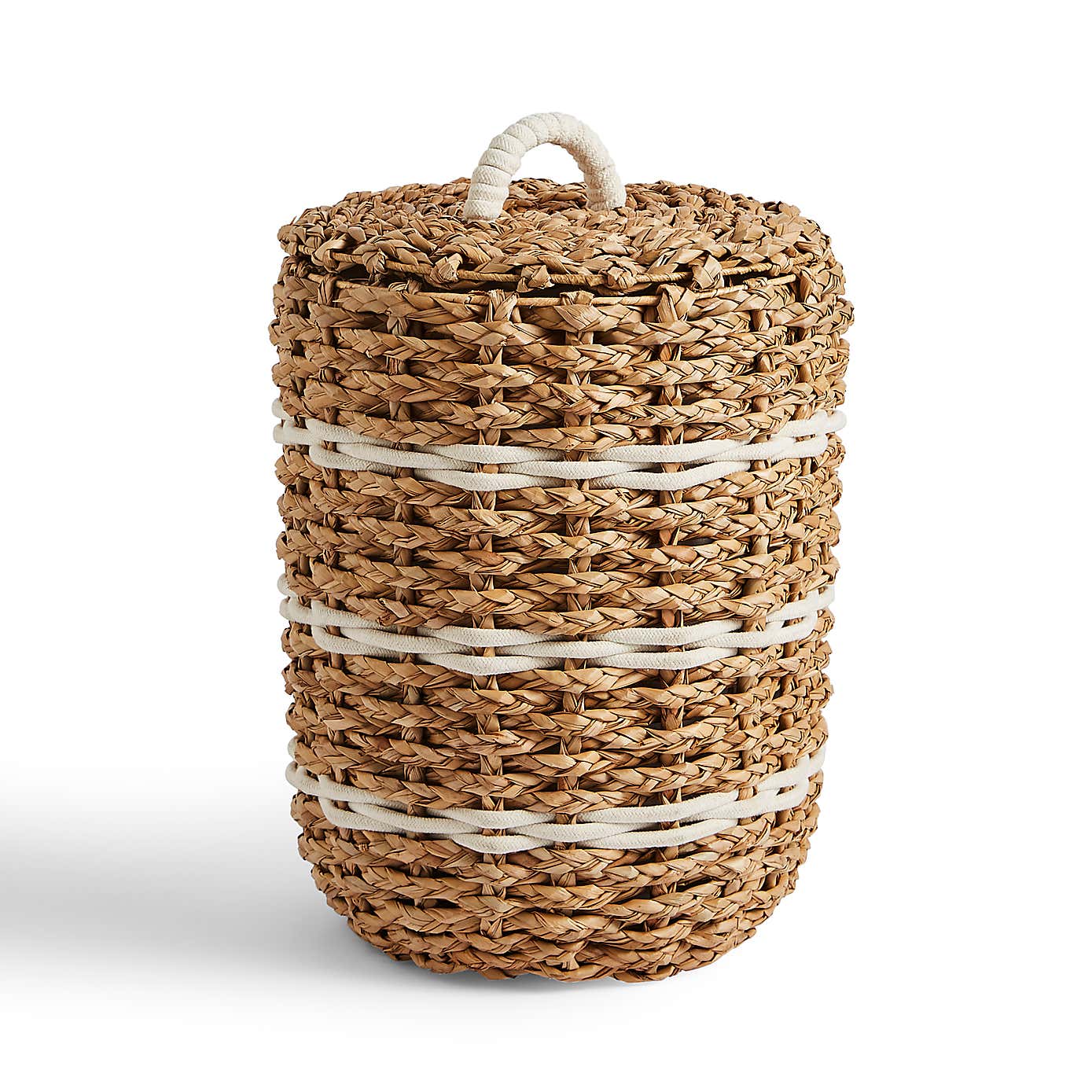 Rope White Stripe Rush Laundry Basket