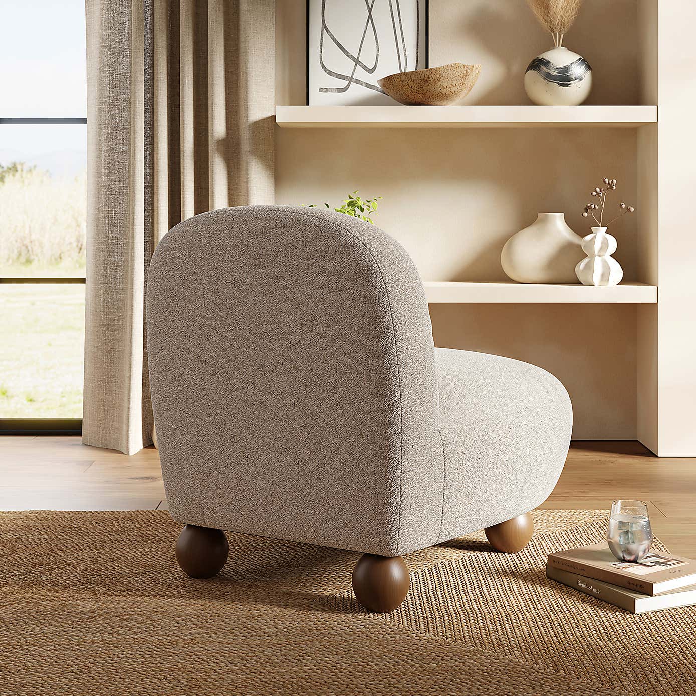 Nylah Multi Tone Boucle Curved Accent Chair