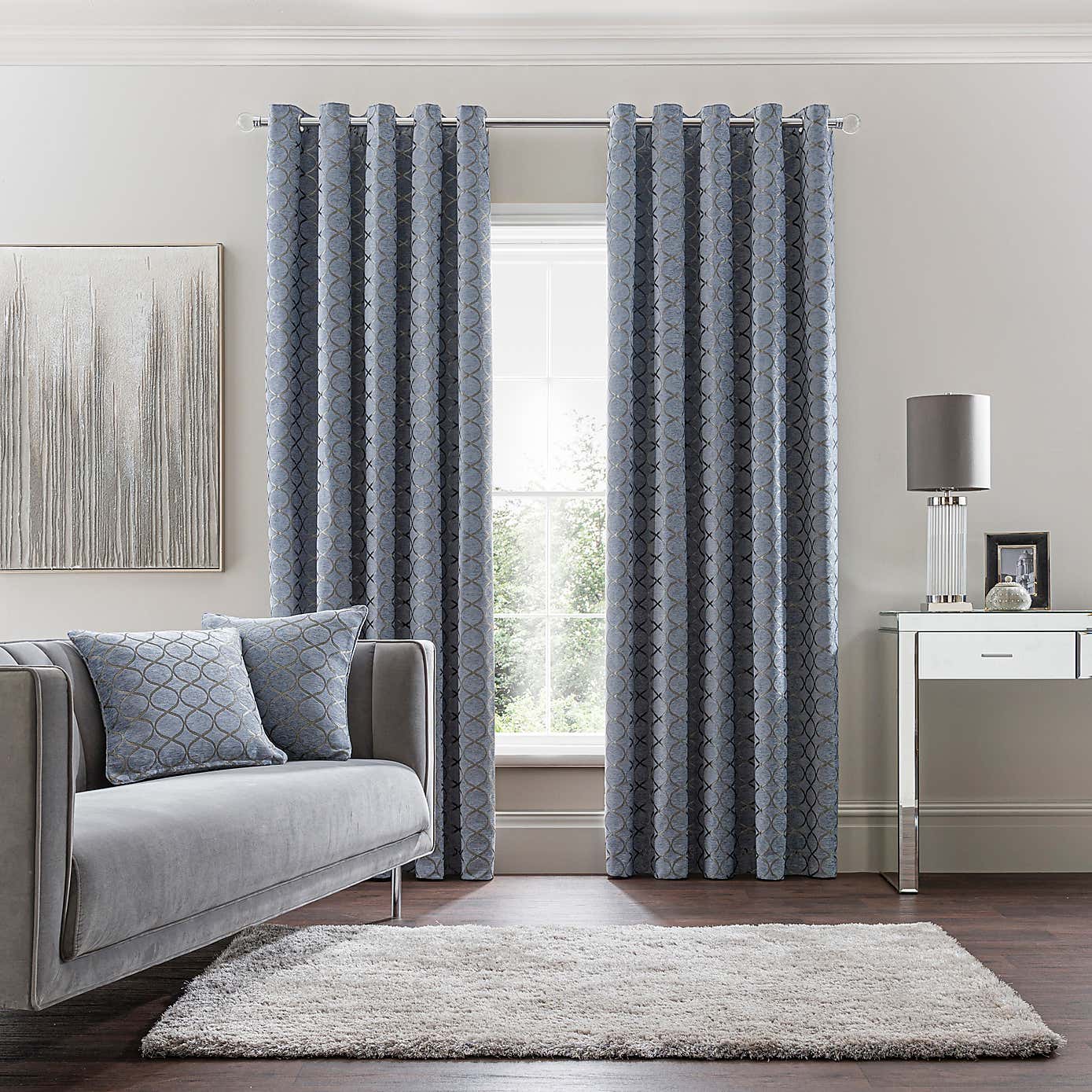 Chenille Ogee Eyelet Curtains