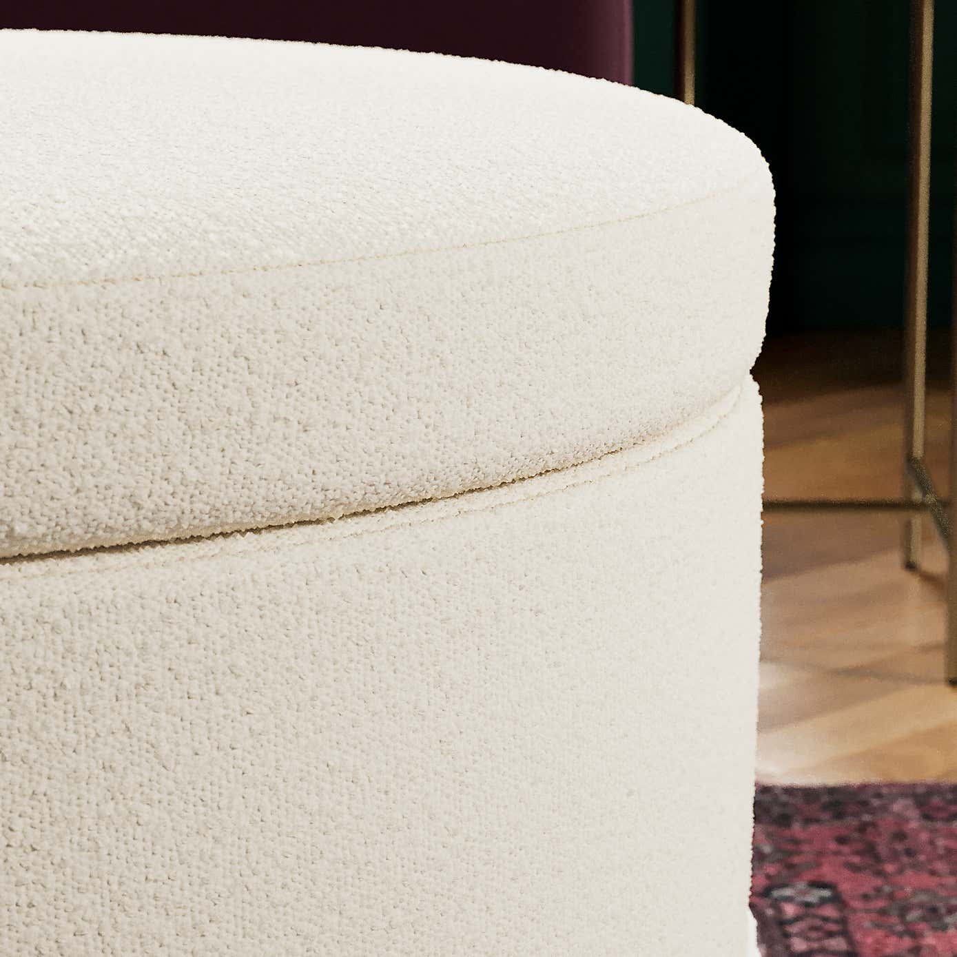 Round Tassel Boucle Storage Pouffe