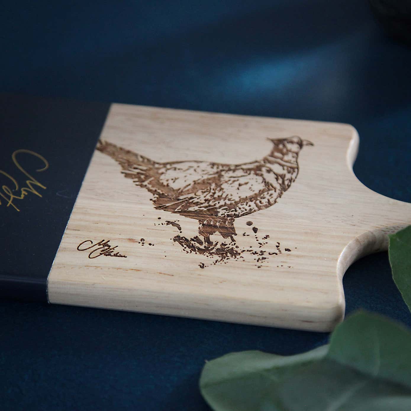 Meg Hawkins Pheasant Wood and Ceramic Serving Board