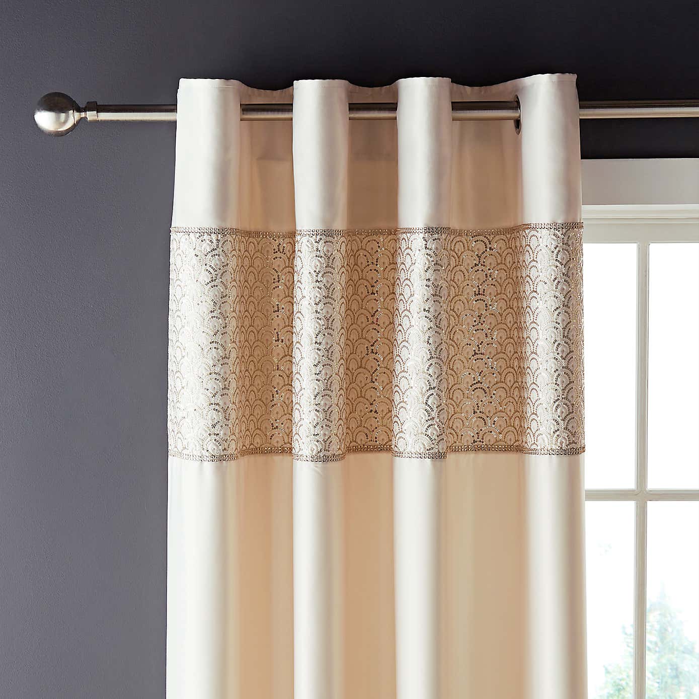 Catherine Lansfield Deco Sequin Eyelet Curtains
