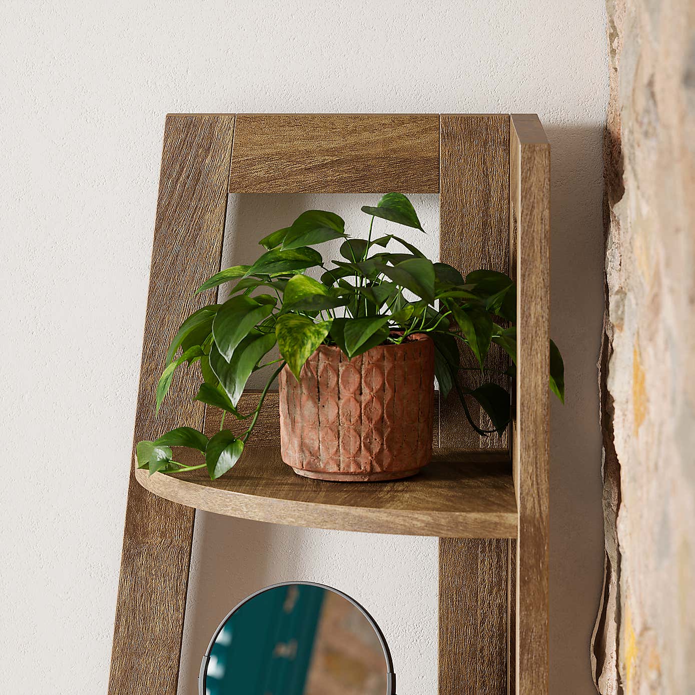 Humphrey Corner Ladder Shelf, Mango Wood Effect