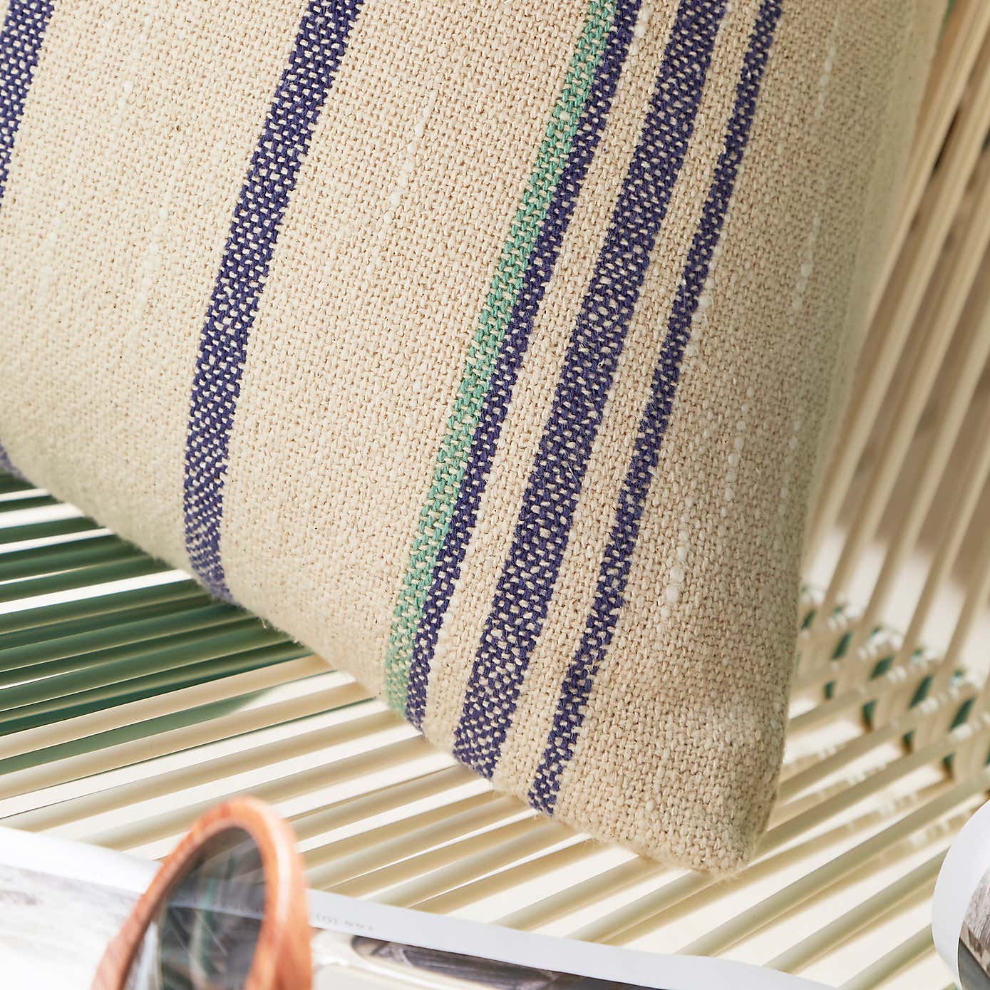 Striped Cotton Outdoor Square Cushion