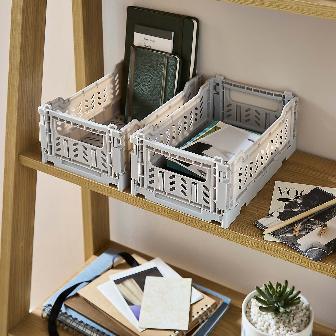 Pack of 2 Foldable Crates