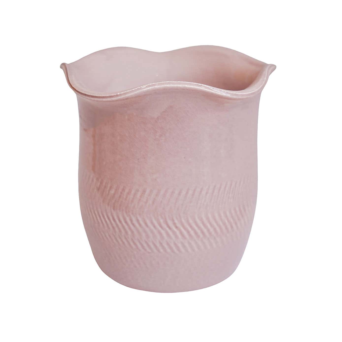 Camellia Scalloped Edge Ceramic Plant Pot
