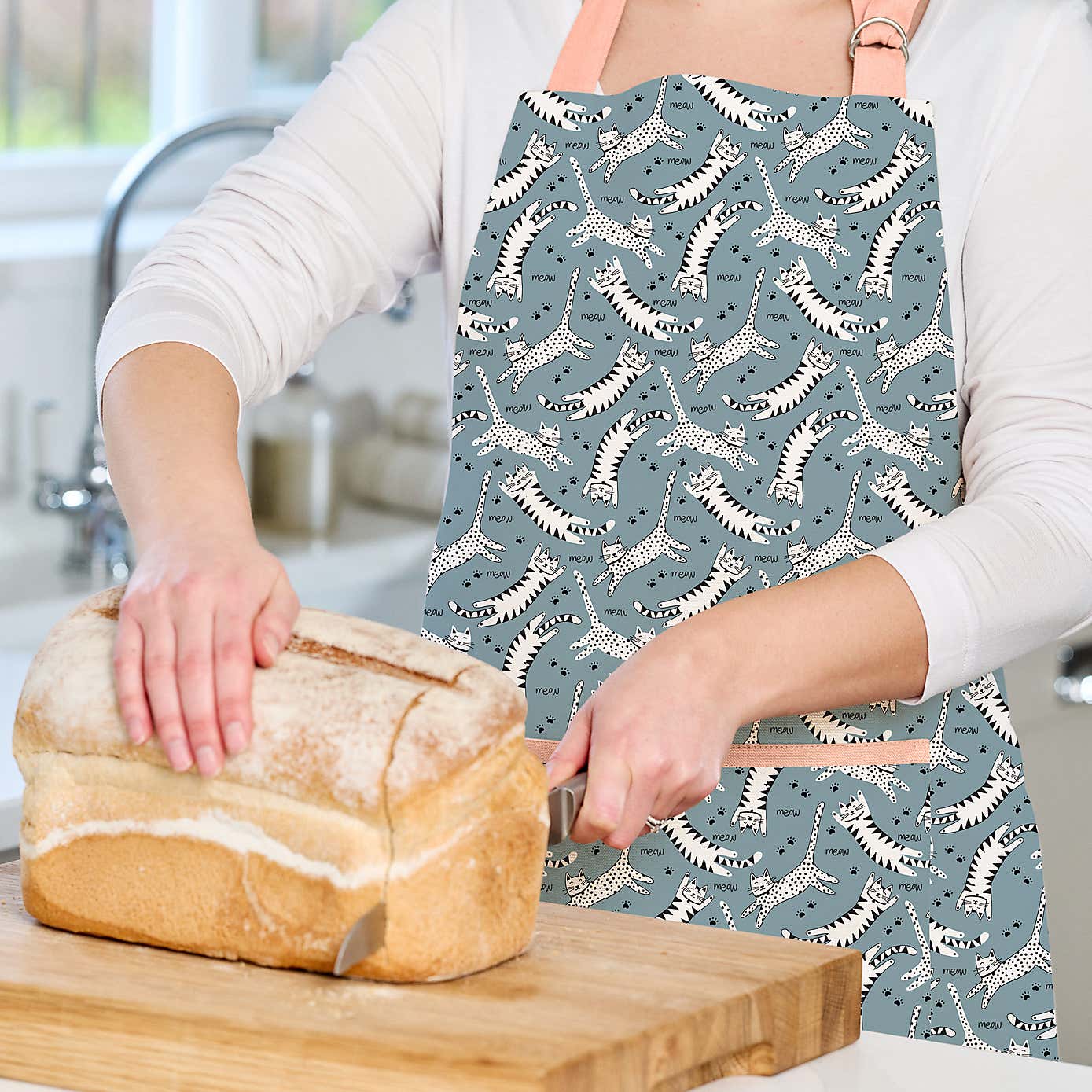 Dexam Meow Blue Cotton Adult Apron