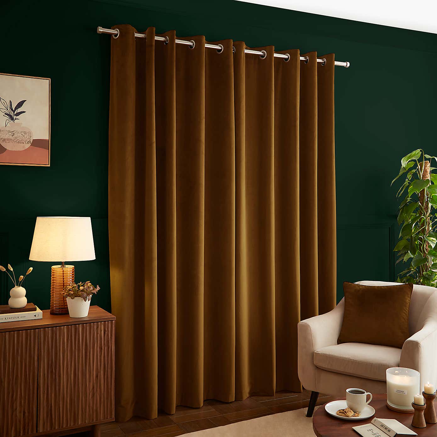 Recycled Velour Eyelet Curtains